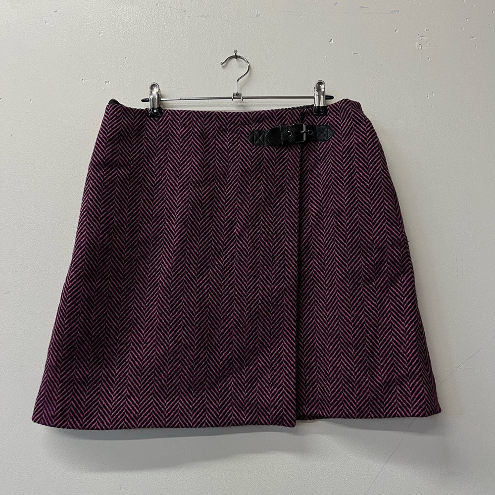 Boden Skirt Women’s US 10 Regular Fate Tweed Wool Herringbone Buckle Preppy